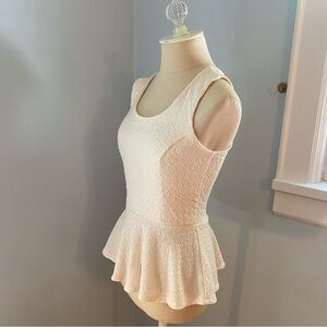 Cream Peplum Textured Top NWOT